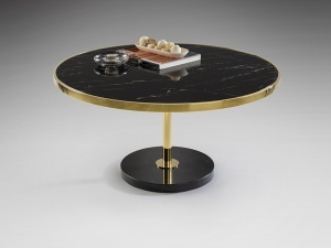 MASUTA DE CAFEA DEKALA 90CM, REALIZATA DIN METAL, MARMURA SI BLAT DE STICLA, FINISAJ MARMURA, STIL MODERN