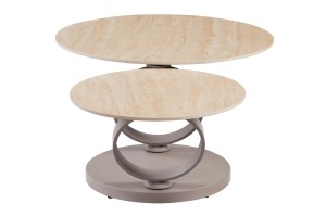 MASUTA DE CAFEA DEOSEBITA, RINGS 220CM, REALIZATA DIN CERAMICA SI METAL, CULOARE GRI SAMPANIE, INVICTA INTERIOR - Img 8