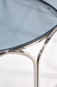 MASUTA DE CAFEA OLIVIA, TRANSPARENT/CROM, DIN STICLA SI METAL, STIL MODERN, HALMAR - Img 4