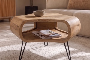 MASUTA DE CAFEA ORGANIC LIVING 70CM, REALIZATA DIN LEMN DE MANGO, CULOARE NATUR, INVICTA INTERIOR - Img 9