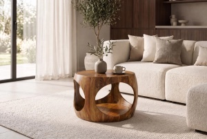 MASUTA DE CAFEA ORGANIC LOOP 60CM, REALIZATA DIN LEMN DE TRANDAFIR, DE CULOARE MARO, ARTIM GROUP SELECTION - Img 8