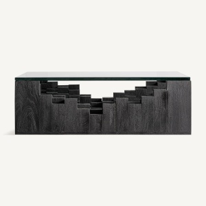 MASUTA DE CAFEA PETRIA 98CM, DIN LEMN DE MANGO SI STICLA, DESIGN EXCLUSIVIST, VICAL HOME