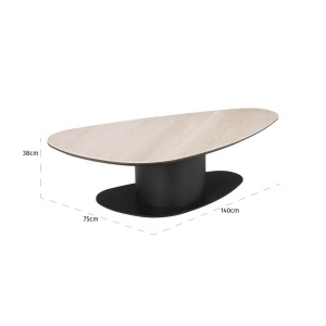 MASUTA DE CAFEA RITZ, 213123, CONFECTIONATA DIN METAL, MDF SI TRAVERTIN CERAMIC, BEJ/NEGRU, STIL MODERN - Img 3