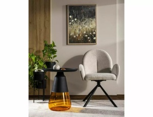 MASUTA DE CAFEA TIFFANY A, 50 CM, NEGRU MAT/PORTOCALIU, BLAT DIN METAL SI CADRU DIN STICLA, STIL MODERN - Img 2