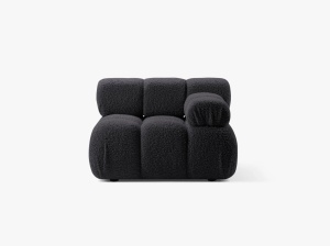 MODUL CANAPEA BELLIS, PE DREAPTA, GRI GRAFIT, CU TAPITERIE DIN TEXTIL BOUCLE ROLF, MICADONI