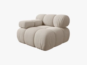 MODUL CANAPEA BELLIS, PE STANGA, BEJ DESCHIS, CU TAPITERIE DIN TEXTIL 3D SONIC, MICADONI - Img 2