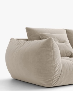 MODUL CANAPEA BLOOM, PE STANGA, BEJ DESCHIS, 116X97 CM, CU TAPITERIE DIN TEXTIL CATIFEA CASINO, MICADONI - Img 5