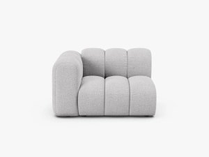 MODUL CANAPEA LUPIN, 114 CM, PE STANGA, GRI DESCHIS, CU TAPITERIE DIN TEXTIL BOUCLE BALOO, MICADONI