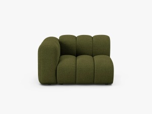 MODUL CANAPEA LUPIN, 114 CM, PE STANGA, MASLINIU INCHIS, CU TAPITERIE DIN TEXTIL BOUCLE BALOO, MICADONI