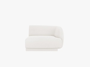 MODUL CANAPEA MILEY, PE DREAPTA, ALB, CU TAPITERIE DIN TEXTIL BOUCLE BALLO, MICADONI