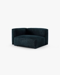 MODUL COLTAR/CANAPEA MARTINA, 120X120 CM, PE DREAPTA, ADANCIME SCAUN 90 CM, ALBASTRU INCHIS, TAPITAT CU TAPITERIE DIN TEXTIL CATIFEA VOGUE, MICADONI - Img 2