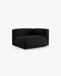 MODUL COLTAR/CANAPEA MARTINA, 120X120 CM, PE DREAPTA, ADANCIME SCAUN 90 CM, NEGRU, TAPITAT CU TAPITERIE DIN TEXTIL STRUCTURAT BOSTON, MICADONI - Img 2