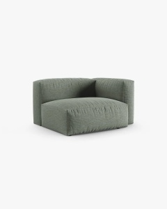 MODUL COLTAR/CANAPEA MARTINA, 120X120 CM, PE DREAPTA, ADANCIME SCAUN 90 CM, VERDE MUSCHI, TAPITAT CU TAPITERIE DIN TEXTIL STRUCTURAT BOSTON, MICADONI - Img 2