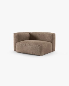 MODUL COLTAR/CANAPEA MARTINA, 120X120 CM, PE STANGA, ADANCIME SCAUN 90 CM, BEJ INCHIS, TAPITAT CU TAPITERIE DIN TEXTIL CATIFEAA VOGUE, MICADONI - Img 2