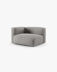 MODUL COLTAR/CANAPEA MARTINA, 120X120 CM, PE STANGA, ADANCIME SCAUN 90 CM, GRI DESCHIS, TAPITAT CU TAPITERIE DIN TEXTIL STRUCTURAT BOSTON, MICADONI - Img 2