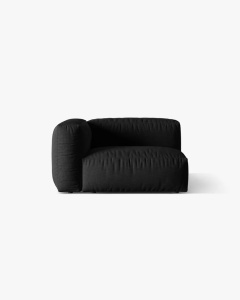 MODUL LATERAL PENTRU CANAPEA MARTINA, PE STANGA, NEGRU, TAPITAT CU TAPITERIE DIN TEXTIL STRUCTURAT BOSTON, MICADONI - Img 1