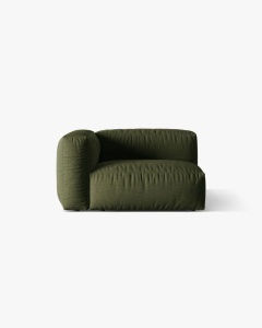 MODUL LATERAL PENTRU CANAPEA MARTINA, PE STANGA, VERDE, TAPITAT CU TAPITERIE DIN TEXTIL STRUCTURAT BOSTON, MICADONI