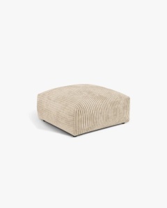 MODUL POUF CANAPEA/COLTAR MARTINA, 108X108 CM, BEJ DESCHIS, TAPITAT CU TAPITERIE DIN TEXTIL CORDOI TILIA, MICADONI - Img 2