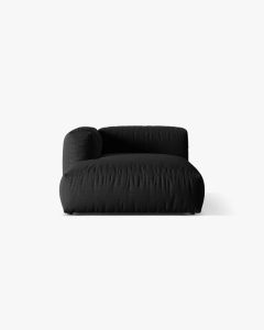 MODUL SEZLONG CANAPEA/COLTAR MARTINA, 130X176 CM, PE STANGA, NEGRU, TAPITAT CU TAPITERIE DIN TEXTIL STRUCTURAT BOSTON, MICADONI