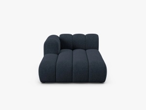 MODUL SEZLONG CANAPEA LUPIN, PE STANGA, ALBASTRU MARIN, CU TAPITERIE DIN TEXTIL CHENILLE EDEN, MICADONI
