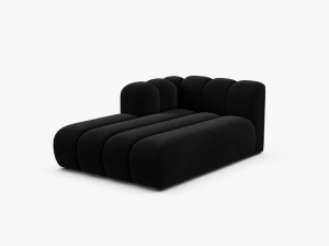 MODUL SEZLONG CANAPEA LUPIN, PE STANGA, NEGRU, CU TAPITERIE DIN TEXTIL CATIFEA VENUS, MICADONI - Img 2