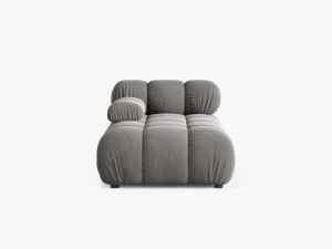 MODUL SEZLONG COLTAR BELLIS, PE STANGA, GRI DESCHIS, CU TAPITERIE DIN CATIFEA BLUVEL, MICADONI