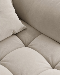 MODUL SEZLONG COLTAR BLOOM, PE DREAPTA, BEJ DESCHIS, 95X97 CM, CU TAPITERIE DIN TEXTIL CATIFEA CASINO, MICADONI - Img 5