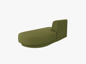 MODUL SEZLONG MILEY, PE DREAPTA, VERDE MASLINIU INCHIS, CU TAPITERIE DIN TEXTIL BOUCLE BALOO, MICADONI - Img 4