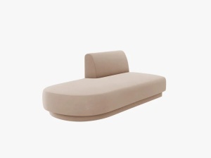 MODUL SEZLONG MILEY, PE STANGA, CAPPUCCINO, CU TAPITERIE DIN CATIFEA BLUVEL, MICADONI - Img 2