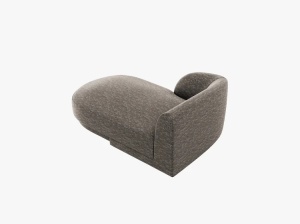 MODUL SEZLONG MILEY, PE STANGA, GRI, CU TAPITERIE DIN TEXTIL CHENILLE HAGA, MICADONI - Img 3