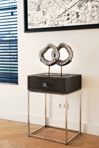 NOPTIERA BLACKBONE, NEGRU RUSTIC/CROM, DIN FURNIR DE STEJAR SI METAL, RICHMOND INTERIORS - Img 2