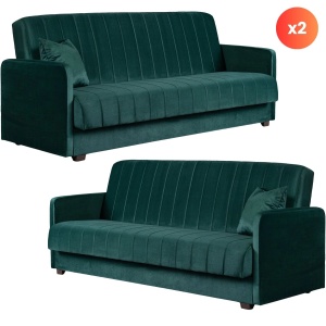 OFERTA LIMITATA!!! SET 2 CANAPELE EXTENSIBILE 200CM, ARTIM MEBLE, MATERIAL TEXTIL SI SUPORT METALIC, CULOARE VERDE, STIL MODERN