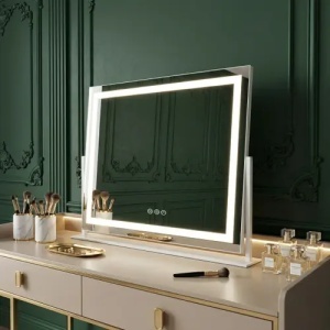 OGLINDA COSMETICA PENTRU MACHIAJ, CU LED, STUDIO 58X45, ALBA - Img 2