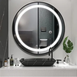 OGLINDA PENTRU BAIE, CU LED MMJ NEAGRA, 90 CM, CALITATE SUPERIOARA - Img 3