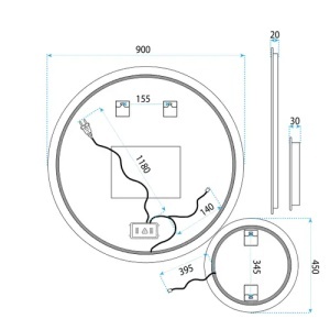 OGLINDA PENTRU BAIE, CU LED R-9045 90cm + 45cm, CALITATE SUPERIOARA - Img 6