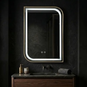 OGLINDA PENTRU BAIE , CU LED ZONE 80X60 GOLD BRUSH, CALITATE SUPERIOARA - Img 4