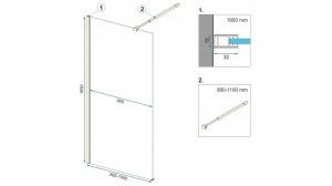 PARAVAN DE DUS REA AERO INTIMO WALK IN, 100CM, AURIU PERIAT, DIN STICLA, CALITATE SUPERIOARA - Img 5