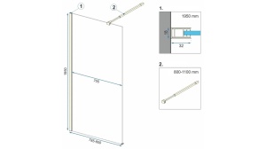 PARAVAN DE DUS REA AERO N WALK IN, 80CM, AURIU, DIN STICLA, CALITATE SUPERIOARA - Img 5