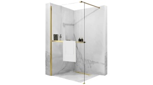 PARAVAN DE DUS REA AERO N WALK IN, 90CM, AURIU, DIN STICLA, CALITATE SUPERIOARA - Img 1