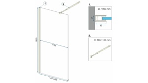 PARAVAN DE DUS REA AERO N WALK IN, 90CM, AURIU PERIAT, DIN STICLA, CALITATE SUPERIOARA - Img 5