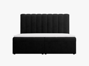 PAT CONTINENTAL TAPITAT KELP, 180X200, NEGRU, SOMIERA RABATABILA, CU TAPITERIE DIN TEXTIL STRUCTURAT MOLYBDEN, MICADONI - Img 2