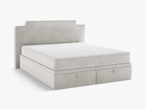 PAT CONTINENTAL TAPITAT PRINCESS, 160X200, GRI DESCHIS, SOMIERA RABATABILA, CU TAPITERIE DIN CATIFEA MAGIC VELVET, MICADONI - Img 3