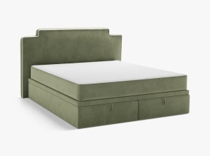 PAT CONTINENTAL TAPITAT PRINCESS, 160X200, VERDE FILDES, SOMIERA RABATABILA, CU TAPITERIE DIN CATIFEA MAGIC VELVET, MICADONI - Img 3
