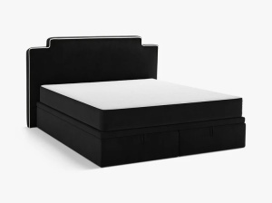 PAT CONTINENTAL TAPITAT PRINCESS, 200X200, NEGRU FILDES, SOMIERA RABATABILA, CU TAPITERIE DIN CATIFEA MAGIC VELVET, MICADONI - Img 3