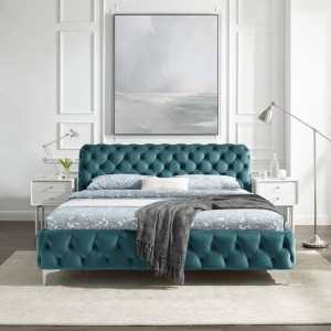 PAT DIN CATIFEA, BAROCK 180X200CM, DE CULOARE ALBASTRU MARIN, COD 41438 - Img 2