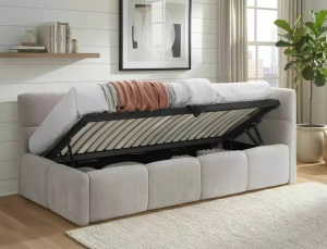 PAT DIVAN STIL EMMA, CU SOMIERA RABATABILA, 90X200 CM, BEJ RAVEN 24, TAPITERIE DIN TEXTIL RAVEN, STIL MODERN - Img 2