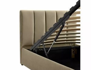 PAT DORMITOR MONTREAL, CU SPATIU DE DEPOZITARE, 90 CM, BEJ BLUVEL 28, TAPITERIE DIN CATIFEA, STIL MODERN - Img 3