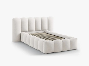 PAT SINGLE LUPINE, BEJ DESCHIS, CU TAPITERIE DIN TEXTIL STRUCTURAT MOLYBDEN, MICADONI - Img 3