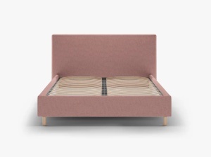 PAT TAPITAT, ELOISE, 160x200, ROZ, SOMIERA RABATABILA, CU TAPITERIE DIN TEXTIL STRUCTURAT MOLYBDEN, MICADONI - Img 2