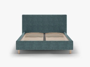 PAT TAPITAT, ELOISE, 160x200, VERDE BENZINA, SOMIERA RABATABILA, CU TAPITERIE DIN TEXTIL BOUCLE ROLF, MICADONI - Img 2